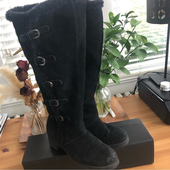 Aerosoles Leather Fur Lined Double Zipper Winter Boot, Size 7.5 Black - Picture 4 of 8